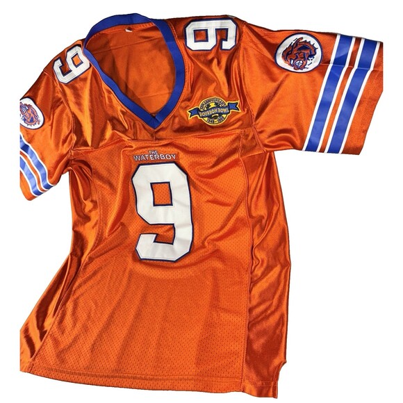 Waterboy Bobby Boucher #9 Mud Dogs 50th Bourbon Bowl Orange Football Jersey - Picture 4 of 12